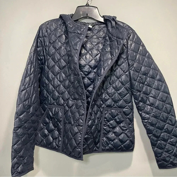 J.Crew Navy Double Breasted Quilted Puffer Jacket Women size Medium - Picture 4 of 11